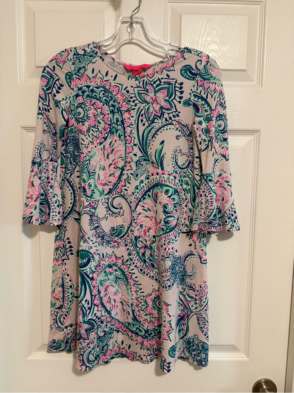 Lilly Pulitzer Cream Paisley Shift Dress with Pink & Teal Accents